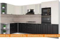 Кухня Интерлиния Мила Деко 1.68x3.4 левая (слоновая кость-пепел-травертин серый) картинка