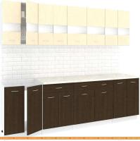 Кухня Кортекс-мебель Корнелия Экстра 2.5м (венге светлый/венге/королевский опал) картинка