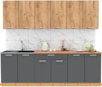 Кухня Интерлиния Мила Лайт 2.4 (дуб золотой-антрацит-дуб бунратти) картинка