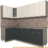 Кухня Интерлиния Мила 12x24 (антрацит/вудлайн кремовый) картинка