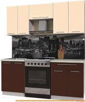 Кухня Интерлиния Мила Пластик 1.9 А (шоколад глянец/ваниль глянец/опал светлый) картинка