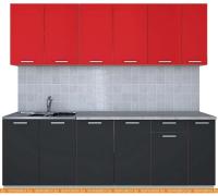 Кухня Интерлиния Мила Лайт 2.3 (красный-антрацит-кастилло темный) картинка