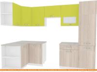 Кухня ВерсоМебель Эко-6 1.3x2.8 правая (ясень шимо светлый/зеленый лайм) картинка