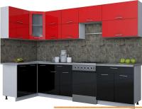 Кухня Интерлиния Мила Gloss 60-12x30 (красный/черный глянец) картинка