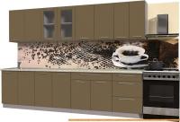 Кухня Интерлиния Мила Пластик 3.0 Б (капучино глянец/опал светлый) картинка