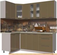 Кухня Интерлиния Мила Пластик 1.2x2.1 (капучино глянец/опал светлый) картинка