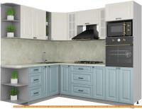 Кухня Интерлиния Мила Деко 1.88x2.4 левая (слоновая кость-океан-опал светлый) картинка