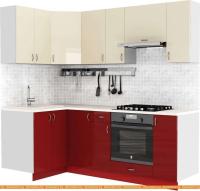 Кухня S-Company Клео глосc 1.2x2.2 левая (бургундский глянец/ваниль глянец) картинка