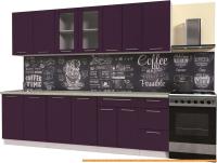 Кухня Интерлиния Мила Пластик 2.6 Б (слива глянец/опал светлый) картинка