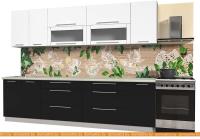 Кухня Интерлиния Мила Пластик 2.9 В (черный глянец-белый глянец-опал светлый) картинка
