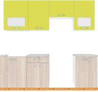 Кухня ВерсоМебель Эко-5 2.1 (ясень шимо светлый/зеленый лайм) картинка