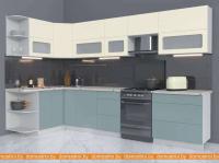 Кухня Интерлиния Мила Матте 1.5x3.3 Б правая (слоновая кость-океан-опал светлый) картинка