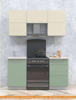 Кухня Интерлиния Мила Матте 1.6 Б (слоновая кость/мята/травертин серый) картинка