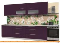 Кухня Интерлиния Мила Пластик 2.9 В (слива глянец-опал светлый) картинка