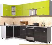Кухня Интерлиния Мила Gloss 50-12x28 (яблоко/черный глянец) картинка