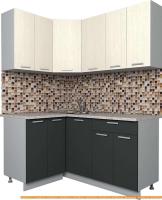 Кухня Интерлиния Мила Лайт 1.2x1.6 (вудлайн кремовый/антрацит) картинка