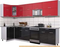 Кухня Интерлиния Мила Gloss 60-12x31 (красный/черный глянец) картинка