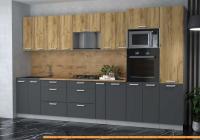 Кухня Интерлиния Мила Лайт 3.4 ВТ (дуб золотой/антрацит/дуб бунратти) картинка