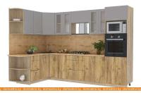 Кухня Интерлиния Мила 1.68x3.0 левая (серебристый-дуб золотой-дуб бунратти) картинка