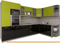 Кухня Интерлиния Мила Gloss 1.88x3.2 правая (яблоня-черный) картинка