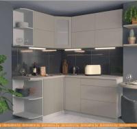 Кухня Интерлиния Мила Матте 1.5x1.8 А левая (луна/луна/травертин серый) картинка