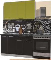 Кухня Интерлиния Мила Пластик 1.3 А (черный гл/оливковый гл/кастилло темный) картинка