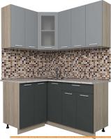 Кухня Интерлиния Мила 12x15 (антрацит/серебро) картинка