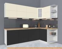 Кухня Интерлиния Мила Матте 1.5x2.9 А правая (слоновая кость/пепел/травертин с.) картинка