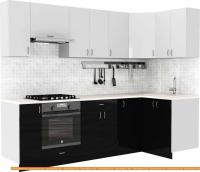 Кухня S-Company Клео глоcс 1.2x2.6 правая (черный глянец/белый глянец) картинка
