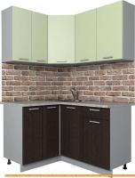 Кухня Интерлиния Мила Лайт 1.2x1.4 (салатовый/дуб венге) картинка