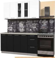 Кухня Интерлиния Мила Пластик 1.6 Б (черный глянец/белый глянец/опал светлый) картинка