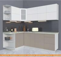 Кухня Интерлиния Мила Матте 1.5x2.3 А левая (белый/луна/опал светлый) картинка