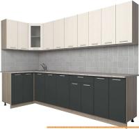 Кухня Интерлиния Мила 12x30 (антрацит/вудлайн кремовый) картинка