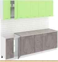 Кухня Кортекс-мебель Корнелия Лира 2.4м (зеленый/оникс/марсель) картинка