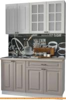 Кухня Интерлиния Мила Деко 1.4 А (белый/луна/травертин серый) картинка