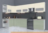 Кухня Интерлиния Мила Матте 1.5x3.5 Б левая (слоновая кость/мята/травертин сер.) картинка