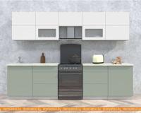 Кухня Интерлиния Мила Матте 3.0 Б (белый/мята/опал светлый) картинка