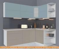 Кухня Интерлиния Мила Матте 1.5x2.2 А правая (океан-луна-травертин серый) картинка