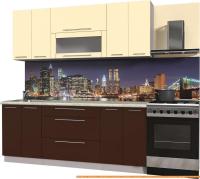 Кухня Интерлиния Мила Пластик 1.3 В (шоколад глянец/ваниль глянец/опал светлый) картинка