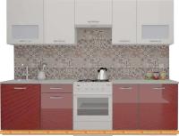 Кухня ВерсоМебель ЭкоЛайт-6 3.0 (белый/темно-красный) картинка