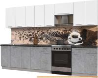 Кухня Интерлиния Мила Пластик 3.2 А (мрамор/белый глянец/кастилло темный) картинка