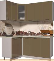 Кухня Интерлиния Мила Пластик 1.2x1.8 (капучино глянец/опал светлый) картинка