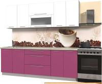 Кухня Интерлиния Мила Пластик 2.3 В (гортензия глянец/белый глянец/опал светл.) картинка