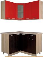 Кухня Интерлиния Мила 12x13 (красный/дуб венге) картинка