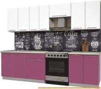 Кухня Интерлиния Мила Пластик 2.7 А (гортензия глянец/белый глянец/опал светлый) картинка