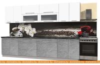 Кухня Интерлиния Мила Пластик 3.2 В (мрамор глянец-белый глянец-кастилло темный) картинка