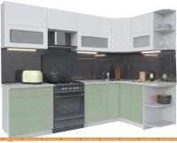 Кухня Интерлиния Мила Матте 1.5x2.7 Б правая (белый-мята-опал светлый) картинка