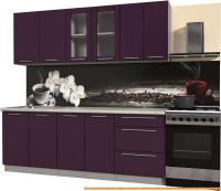 Кухня Интерлиния Мила Пластик 2.2 Б (слива глянец/опал светлый) картинка