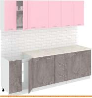 Кухня Кортекс-мебель Корнелия Лира 2.4м (розовый/оникс/королевский опал) картинка