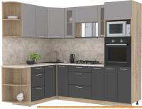 Кухня Интерлиния Мила 1.68x2.4 левая (серебристый-антрацит-малага) картинка